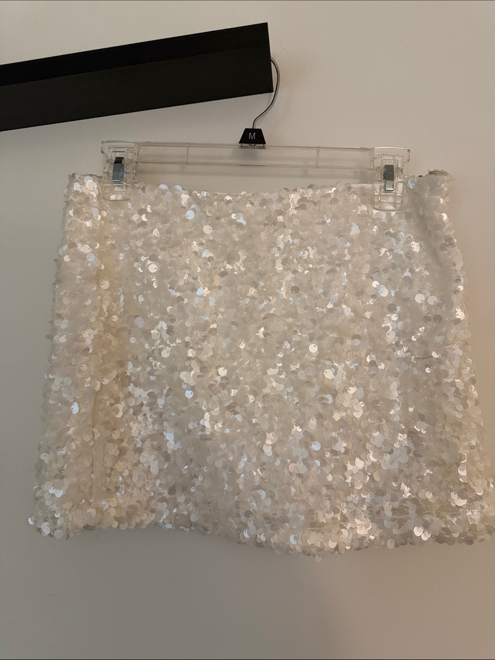 12th Tribe White Sequin Mini Skirt